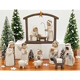 Artisan Flair 12 Pcs Nativity Set Small Figurines for Nativity Scene - Religious Gifts Precious Moment - Christmas Manger Nativity Sets for Kids, Resin White