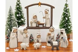 Artisan Flair 12 Pcs Nativity Set Small Figurines for Nativity Scene - Religious Gifts Precious Moment - Christmas Manger Nativity Sets for Kids, Resin White