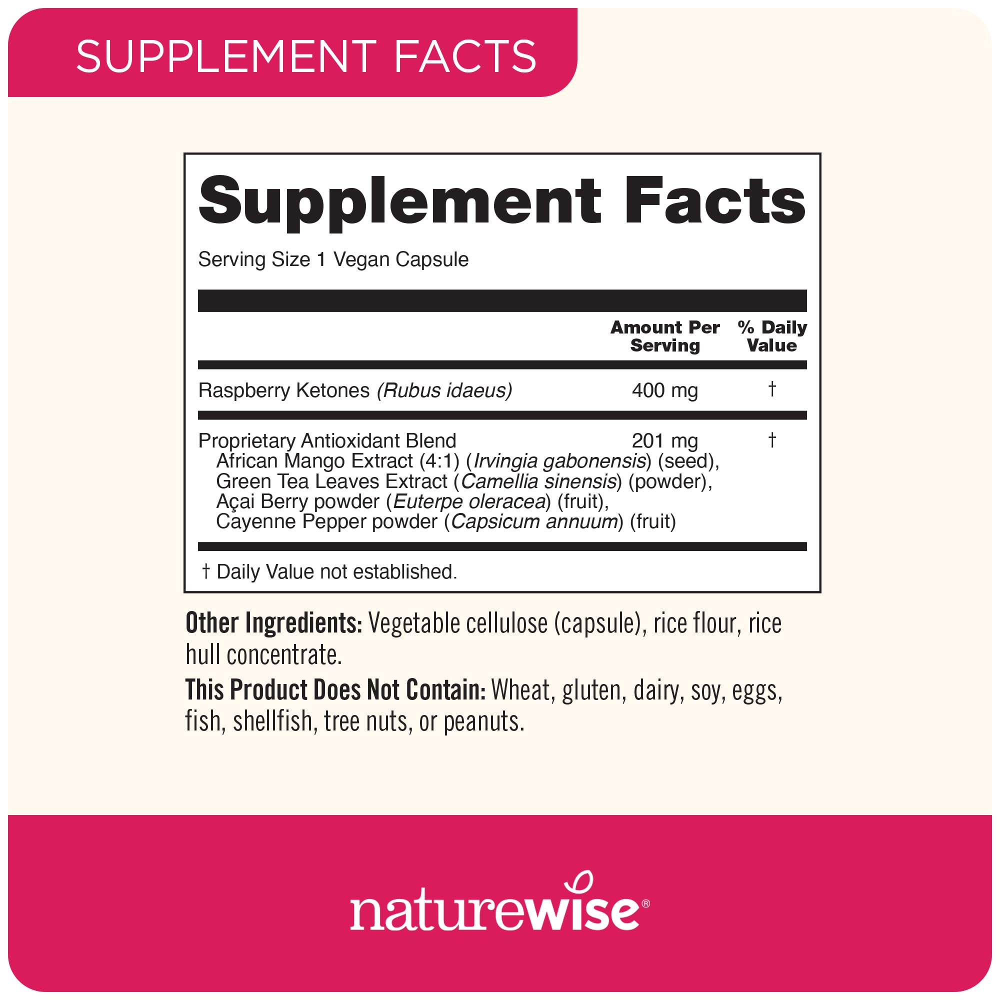 NatureWise Raspberry Ketones Plus - w/ Green Tea Extract, Cayenne Pepper, & Acai Berry - Supports Antioxidant Health, Energy Levels, Weight Goals - Vegan & Gluten-Free - 120 Capsules[120-Day Supply]