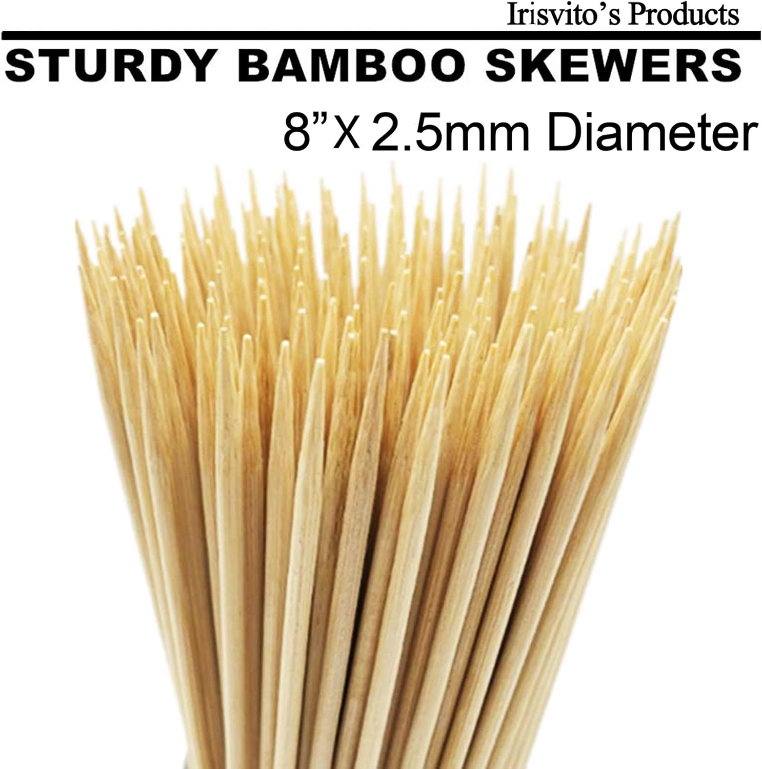 irisvito 16 Inch Natural Bamboo Skewers for Shish Kabob, BBQ Grill, Appetizer, Fruit, Corn, Chocolate Fountain, Cocktail More Food (Φ=4mm Pack of 100) : Garden & Outdoor