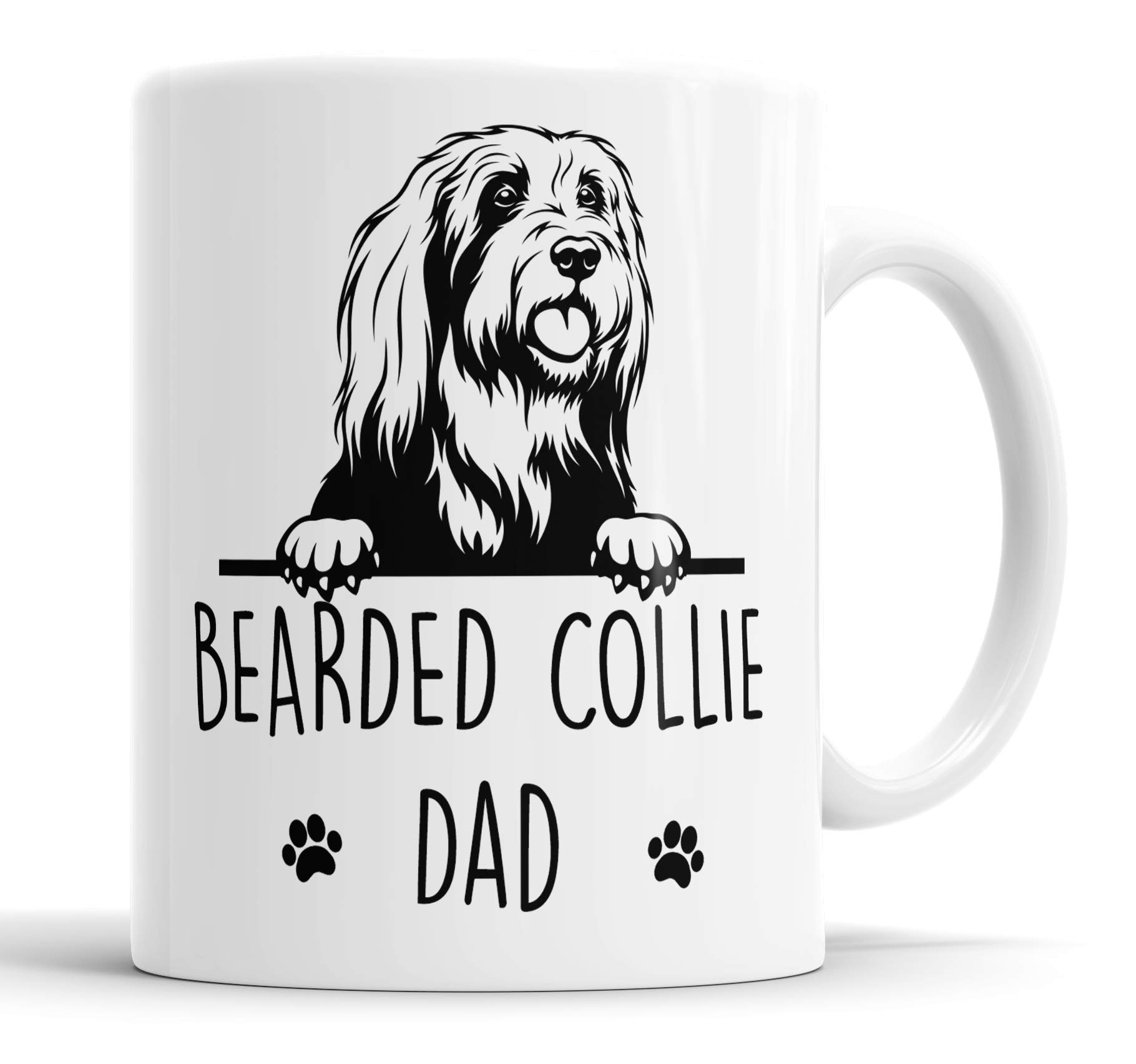 Faithful Prints Bearded Collie Dad Mug Pet Present Bearded Collie Dog Mum Dad Friend Joke Funny Gift Cup Birthday Christmas, Ceramic Mug