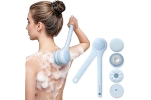 Oh,XIYU. Electric Body Brush Back Scrubber for Shower, Waterproof Long Dual Handle Power Body Scrubber with 3 Heads, Recharge