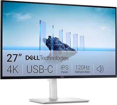 Dell 27 Plus 4K USB-C Monitor - S2725QC - 27-inch 4K (3840 x 2160) 120Hz 16:9 Display, AMD FreeSync Premium, sRGB 99%, Integrated Speakers, 1500:1 Contrast Ratio, Comfortview - Ash White