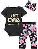 Baby Girls Floral Outfit Set Wild One Short Sleeve