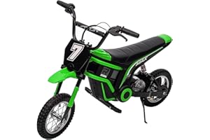 HETOY 24V 350W Electric Dirt Bike for Kids – 3-Speed Modes, 14.29MPH Max Speed, ASTM-Certified Safe Motorcycle with Shockproof Suspension, Best Gift for Boys & Girls