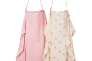 ANYEDDE 2-Pack Nursing Covers for Breastfeeding - Lightweight, Breathable Baby Breastfeeding Covers with Arch Neckline & Adjustable Straps, Pink & Bunny Design, Privacy Nursing Cover for Women
