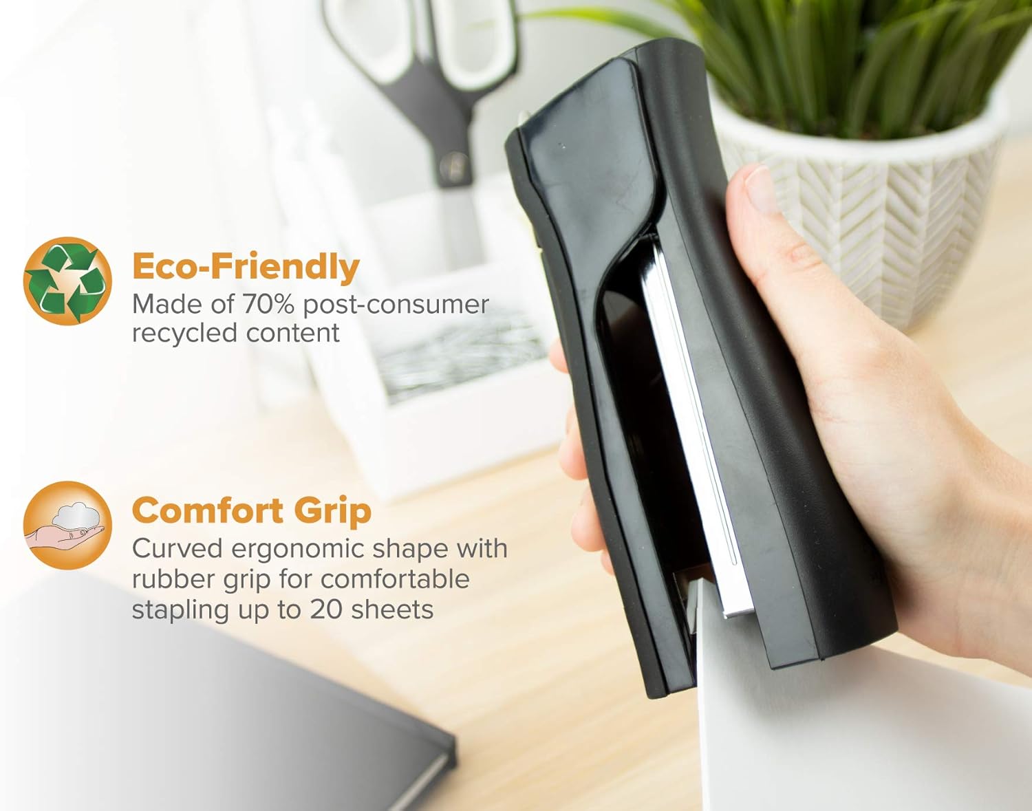 Bostitch Dynamo Stand-Up Stapler with Integrated Staple Remover and Staple Storage (B696-BLK) : Desk Staplers : Office Products