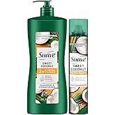 Suave Sweet Coconut Shampoo and Conditioner 2-in-1 + Dry Shampoo for Women – Gentle Formulas with 100% Natural Botanical Oil