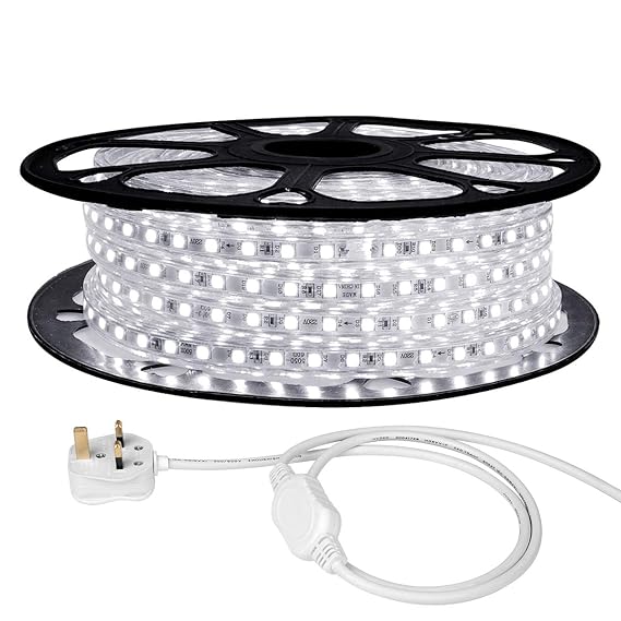 LE 25M Mains LED Strip, Daylight White, 1500 SMD 5050 LEDs, IP65 Waterproof, Outdoor Rope Light