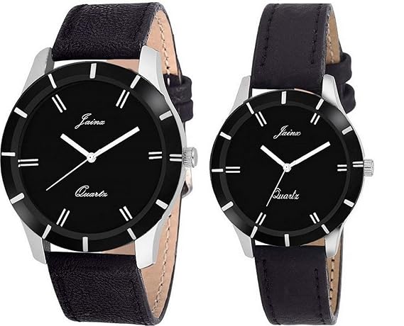 Analogue Black Dial Mens & Womens Couple Watch -Jc424