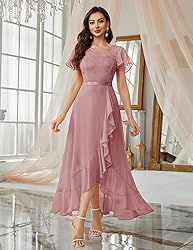 BeryLove Prom Dresses for Women Wedding Guest Ruffe
