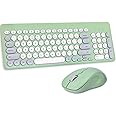 Arcwares Wireless Keyboard and Mouse Combo, Sweet Green Cute Keyboard, 2.4G USB Ergonomic Full-Sized Mute Keyboard for Computer, Laptop, PC Desktops, Mac