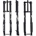 BOLANY Downhill Mountain Bike Air Suspension Front Fork Double Shoulder Inverted Aluminum Alloy Thru-Axle Boost Spacing 15 * 110mm Fork Fit for Disc Brake 26/27.5/29 Inch Tire
