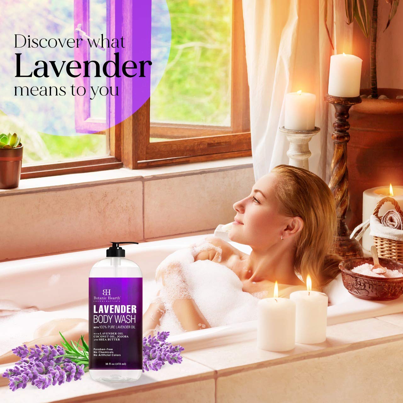 BOTANIC HEARTH Lavender Body Wash for Women & Men and Shower Gel - with Peppermint Oil - Fights Acne, Soothes Eczema and Dry Irritated Skin, Sulfate and Paraben Free - 16 fl oz : Beauty