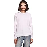 Minnie Rose Womens Long Sleeve Cotton Cashmere Frayed Edge Crew Sweater