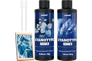 LARICEO Cyanotype Kit – Cyanotype Chemicals Sensitizer Set for Fabric, Paper, and Art Projects, Blue Liquid Dye, and Printing Supplies | Perfect Sun Printing Fabric Kit for Beginners & Artists