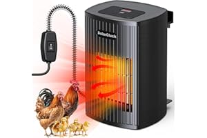 SOLARCLUCK Chicken Coop Heater with Thermostat, 600W/300W Chicken Heater for Coop with Adjustable Temp, 6.5Ft Anti Chew Cord, Chicken Coop Heaters Inside Coop for Winter, Pet Heater Dog House Heaters for Outside