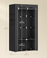 SONGMICS Clothes Wardrobe Portable Closet with 2 Hanging Rails 4 Pockets 167 cm view 6