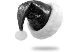 Eoocan Sequin Christmas Hat for Adult Unisex Thicken Comfortable Santa Hat for Christmas New Year Festive Theme Party Supply