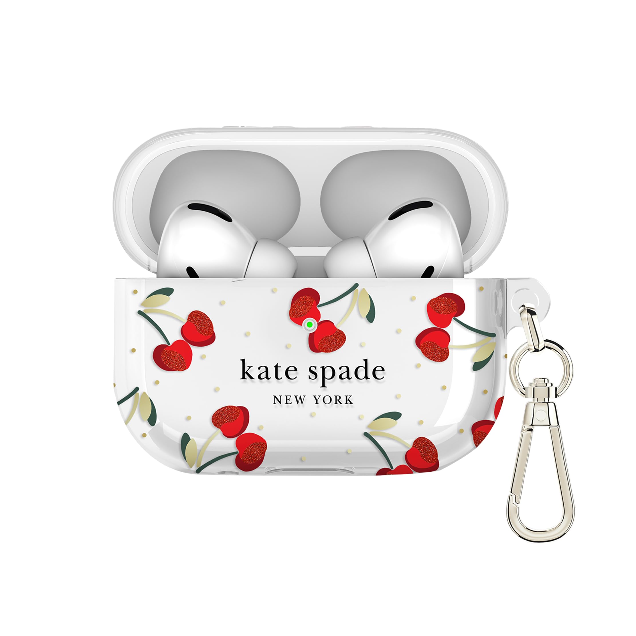 Kate Spade New York AirPods Pro Protective Case with Keychain Ring - Cherry Dot, Compatible with AirPods Pro 2nd / 1st Generation Image