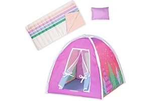 Glitter Girls – 14-Inch Doll Accessories – Camping Set – Colorful Play Tent & Rainbow Sleeping Bag with Pillow – 3+ Years– Ch