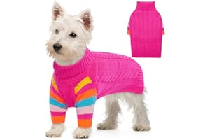 OUOBOB Dog Sweaters, Small Dog Sweater for Dogs Girls Boys, Turtleneck Winter Knit Sweaters for Dogs Small,Comfy Christmas Doggy Sweater Long Sleeve, Pet Knitwear Dachshund,Yorkie,Chihuahua(Rosered S)