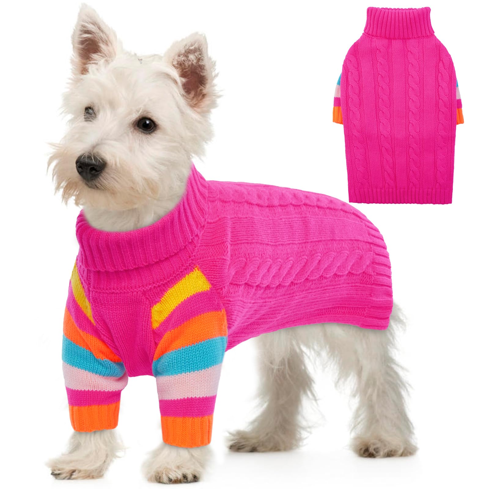 UOBOB Jumper for Small Dogs, Turtleneck Pullover Winter Puppy Sweater, Christmas Outfits, Pet Sweatshirt Apparel Knitwear for Girls Boys, Dachshund, Frenchie, Chihuahua S — image 1