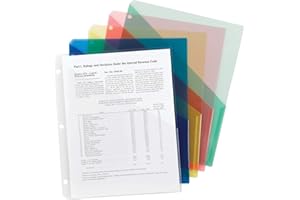 Smead Organized Up Poly Translucent Slash File Jacket, Three-Hole Punched, Letter Size (30, Assorted Colors)