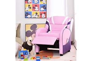 GENERIC Fireflowery Kids Recliner Chair with Side Pockets, Adjustable Kids Couch Chair w/Footrest & Headrest, Ergonomic Toddler Furniture Sofa for Boys and Girls Room (Pink)