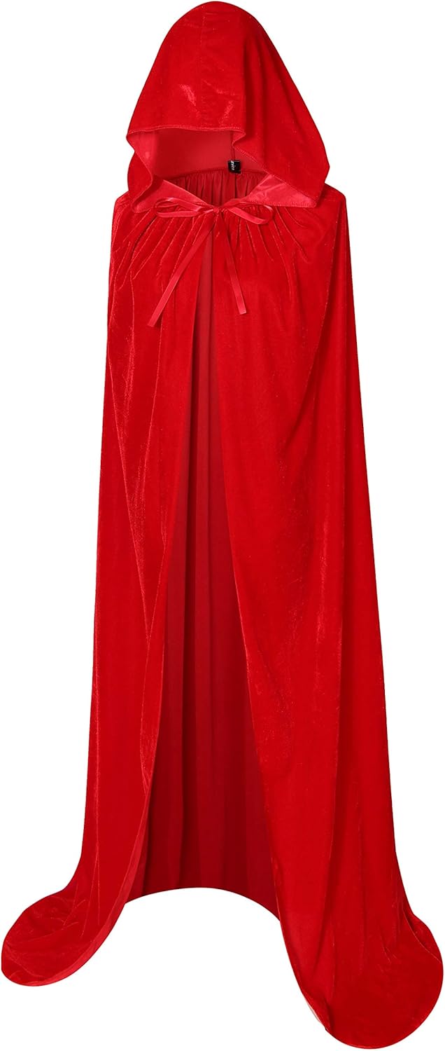 BIGXIAN Full Length Hooded Velvet Cloak Halloween Christmas Fancy Cape Costumes 59