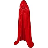 BIGXIAN Long Hooded Cloak Velvet Cape Witch Costume Halloween Costumes for Women Men