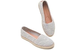 BABUDOG Women's Flats with Flower Embroideried,White Lace Ballet Flats,Comfortable Dress Flats