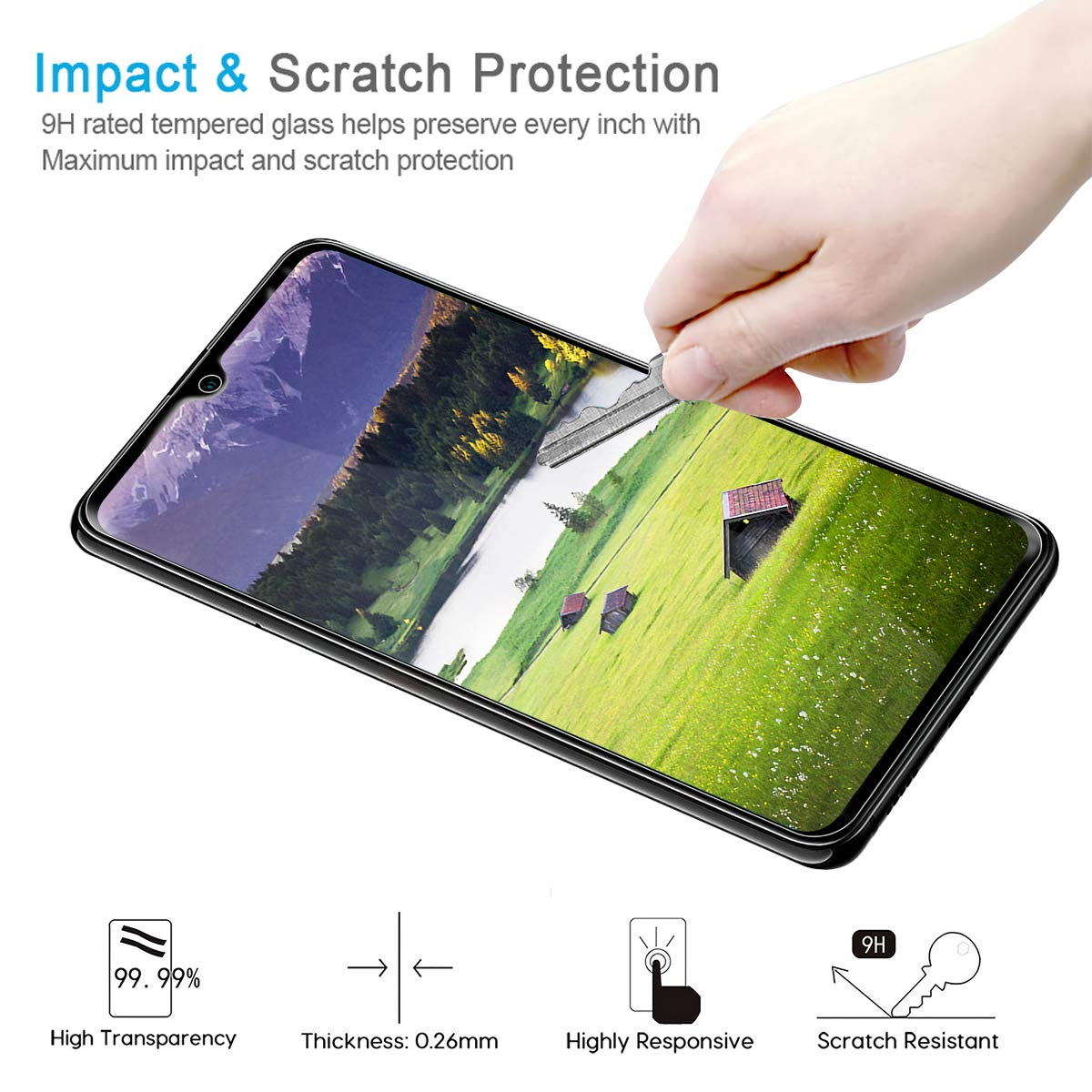 BingTC Huawei Mate 20 Panzerglas Schutzfolie Full Coverage Panzerfolie Displayschutz 9H Gehärtetem Glass 0,33mm Anti-Kratzen Anti-Bläschen HD Displayschutzfolie für Huawei [2 Stück]