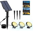 CREPOW Solar Pond Lights, 18 LED Super Bright Underwater Spotlights LED Submersible Pond Light IP68 Waterproof Fountain Lights for Fish Aquarium Tank Garden Yard Pool Decor Warm White (3-in-1)
