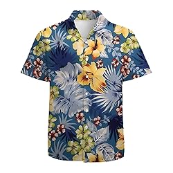 Yellow Floral Mens Funny Hawaiian Shirts 3D Graphic