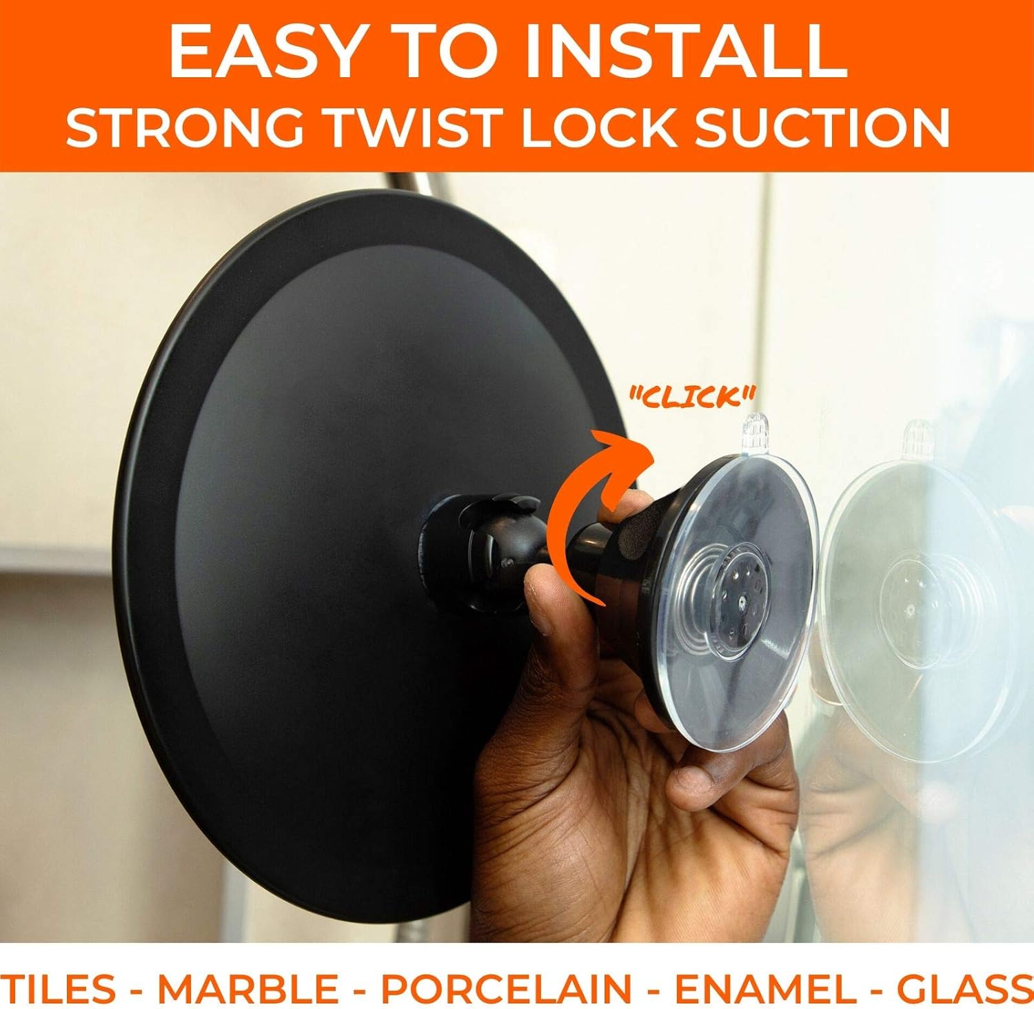PIEKO Fogless Shower Mirror for Shaving - Fog Free, Shatterproof with Strong Twist Lock Suction Cup, Flexible 360 Swivel Head, Matte Black - Fogless: Kitchen & Dining