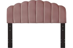 Ball & Cast Tufted Velvet Upholstered Headboard Channel, Queen Full Size Bed Adjusted Height 42-50 inch, Rose