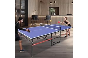 Portable 9FT Ping Pong Table Set, Foldable Table Tennis Table for Indoor/Outdoor, Professional Ping Pong Game Table with Net,