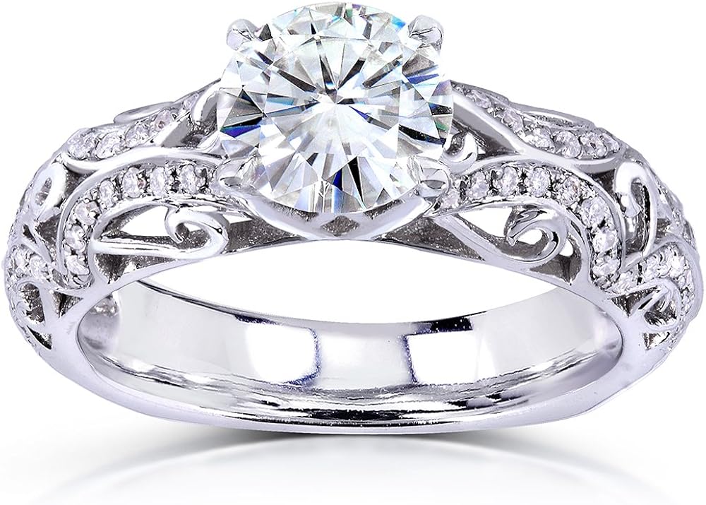 Diamond Square Shank Engagement Ring 1 1/6 ctw in 14k White Gold_10