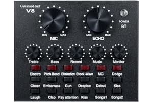V8 Multiional External Sound Card 6 Sound Modes 12 Sound Effects for Online Singing Chatting L Video Music Recording