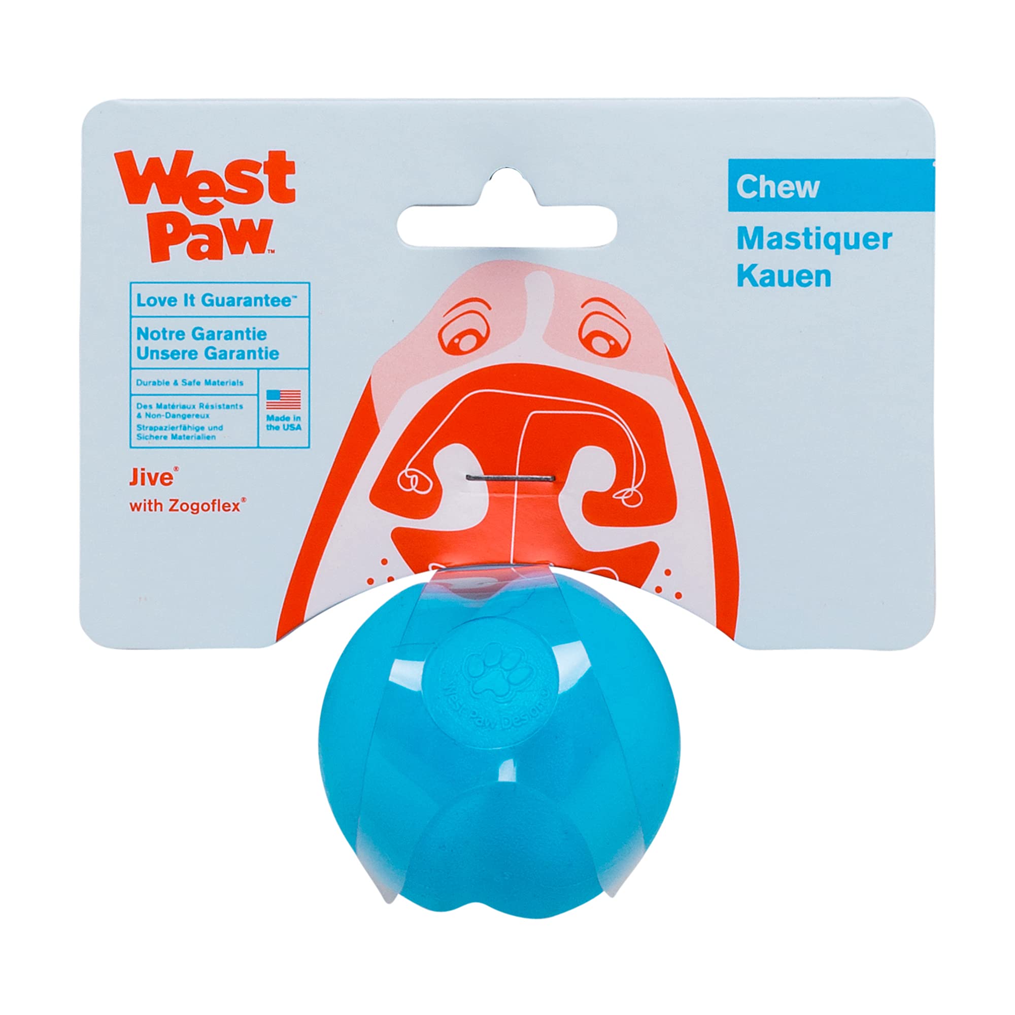 WEST PAW Zogoflex Jive Ball Dog Chew Toy – Bouncing Toys for Dogs, Fetch, Catch, Chewing, Play – Floatable, Recyclable Balls – Latex-Free, Non-Toxic, Dishwasher Safe Dog Toy