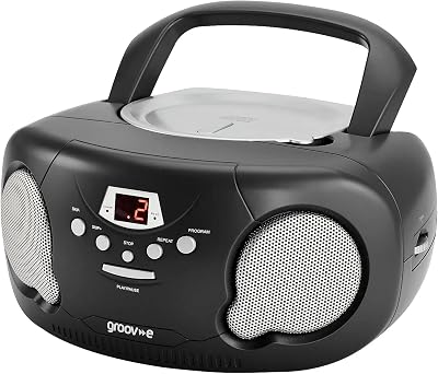Groov-e Original Boombox Portable CD Player Bluetooth Radio LED Display