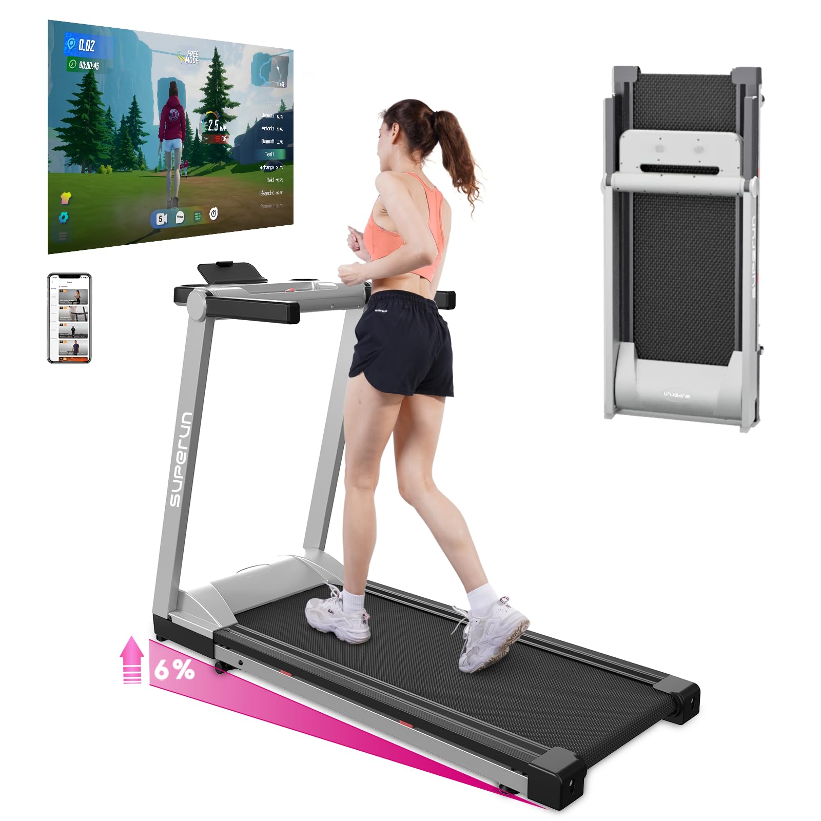 3.5 HP Superun Treadmill, 350LBS Capacity
