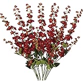 Riyuwal Red Delphinium Artificial Flowers 37in Larkspur Silk Fake Flowers 6PCS Tall Flowers Faux Flowers Bulk for Tall Vase for Wedding & Home Decor (Red)
