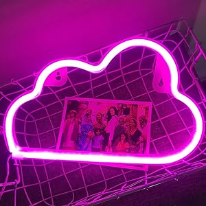 Fancci Pink Cloud Light Neon Sign, Cloud LED Signs Neon Lights for Wall Decor, Neon Signs for Bedroom, USB/Battery Neon Light Sign for Christmas, Thanksgiving, Kids Room, Party, New Year Decor(Pink)
