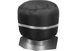 NEWFOM Turbine Vent Cover Outdoor Roof Ventilator Cover Heavy Duty Waterproof Turbine Ventilator Protector Cover Black 20D x 20H (1 Pack)