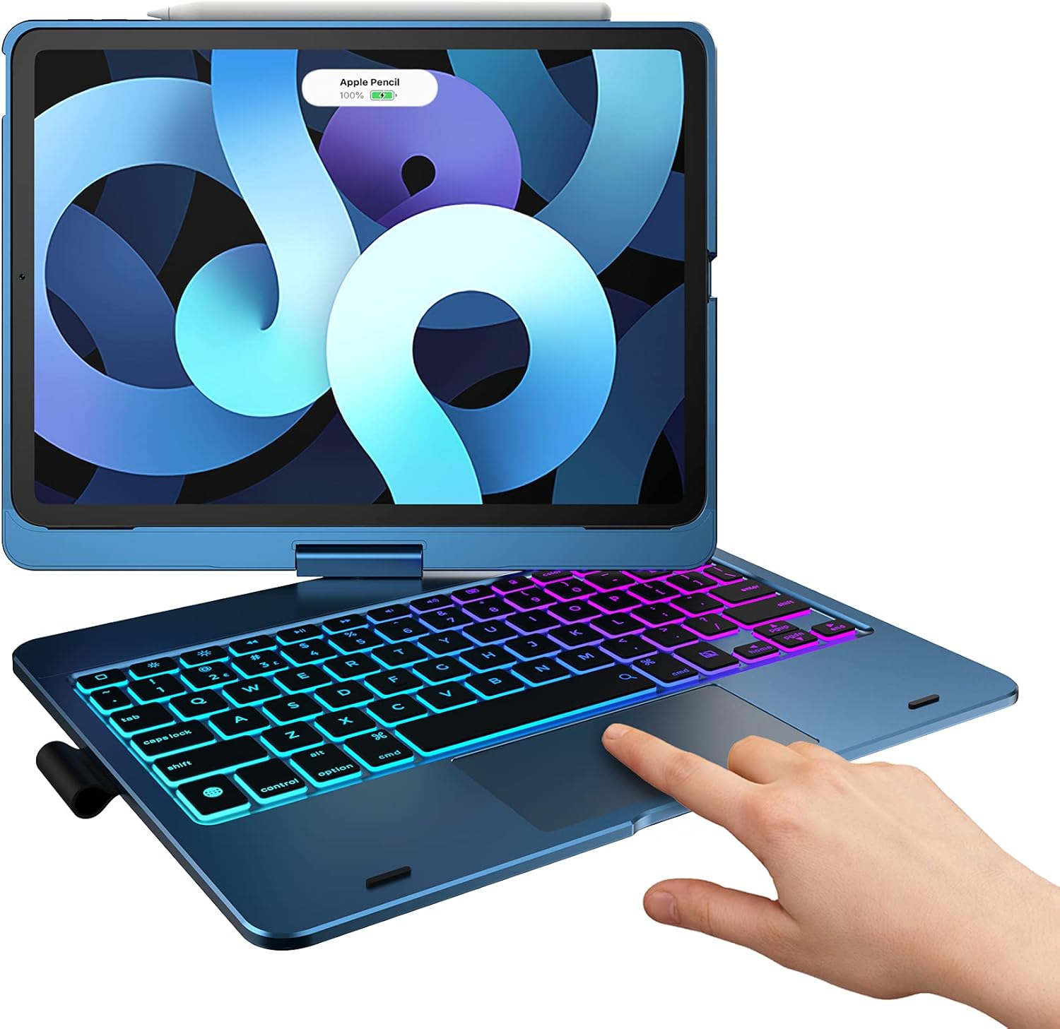 TYPECASE Touch iPad Air 4 10.9 inch Keyboard Case - Magic Keyboard Style, Compatible with Apple Pencil, Trackpad & Smart Backlit Keys, Keyboard for iPad Air 10.9 2020, iPad Pro 11 2018 (Pacific Blue)