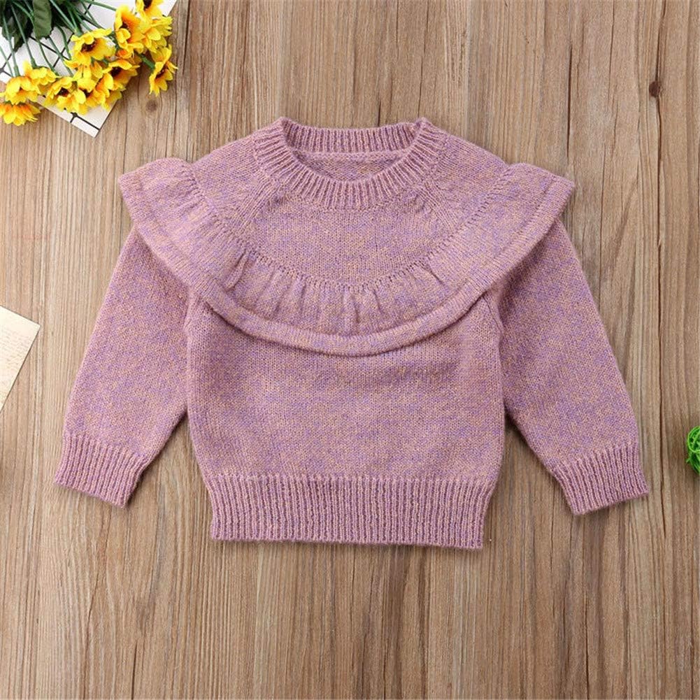 Newborn Infant Baby Girl Sweater Kid Long Sleeve Ruffle Warm Spring Fall Winter Pullover Tops Outfits: Clothing