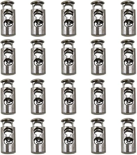 Welldoit Pack of 20 Metal Clamp Stopper Drawstring Cord Lock Toggle Sewing Button Clothing Hood Adjuster Fastener Black