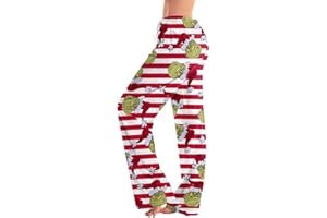ZXCTKA Christmas Pajama Pant Womens Funny Holiday Elastic Waist Loose Fit Wide Leg Lounge Pants Drawstring Soft Pj Bottoms